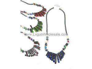 Assorted Colored Millefiori Glass Style Hematite Beads Stone Strands Necklace